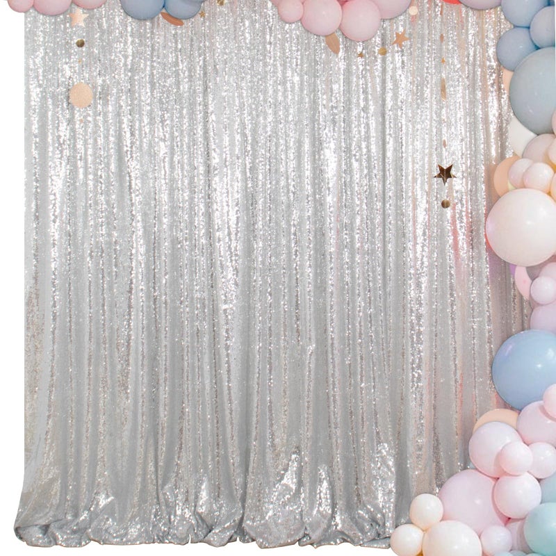 ShiDianYi Sequin Backdrop Silver 20X10FT Wedding Backdrop Photo Booth Glitter Curtain for Party Shimmer Photography Background Decoration - Image 1
